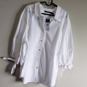 Ralph Lauren 3x button up tie sleeve blouse